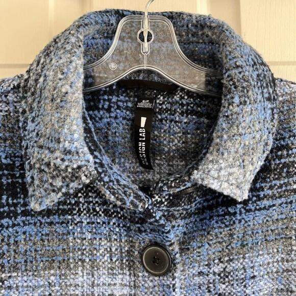 🚓 Britney Longline Shacket Blue Plaid Small - Picture 5 of 13